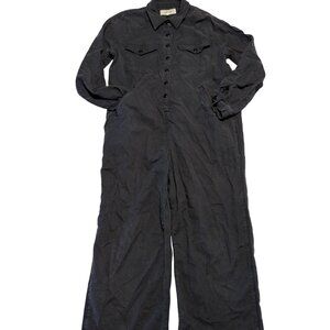 The Great Washed Black Long Sleeve Utility Jumpsuit Women's 0 X-Small XS